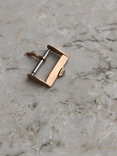JAEGER LeCOULTRE VINTAGE ROSE GOLD PLATED WATCH STRAP BUCKLE FIBBIA UHREN 16mm 