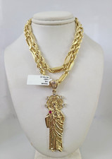 Collana in oro 10 kt con ciondolo San Giuda catena corda Milano set 6 mm 20"-26 pollici.