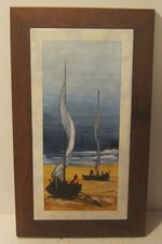 Lovely Art Tile Wall Plaque 2 Sailboats by PERE NAVARRO ESCUDER Spanish Artist!!