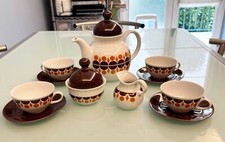 Set  da tè Seltmann Weiden Dolly - Orange Brown 70s Design, Vintage Bavaria