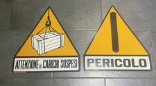 INSEGNA CARICHI SOSPESI  E PERICOLO Anni 60 70 VINTAGE LOTTO STOCK COPPIA