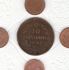  N  1  ITALIA  RARA   MONETA  10  CENTESIMI  1893  BI