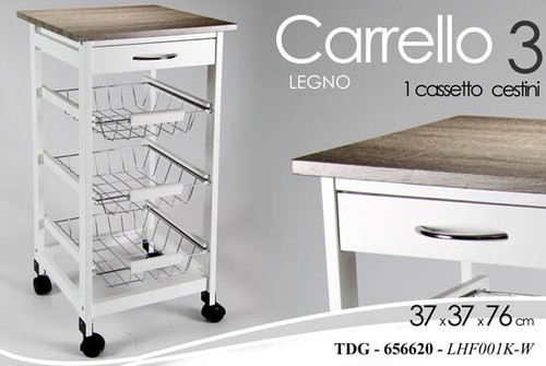 Carrello cucina legno ceste - legno,