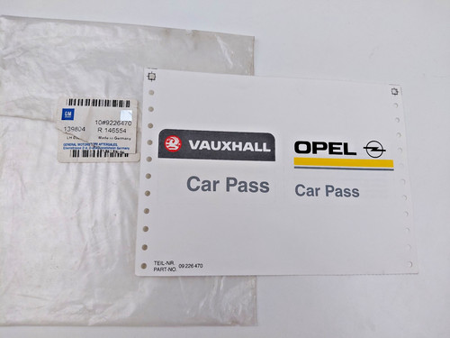 Scheda codice originale - originale, opel