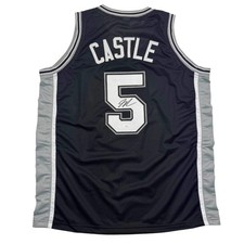 Maglia basket nera autografata/firmata Stephon Castle San Antonio JSA COA