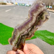 218G Naturale Bellissimo Super 7 Cristallo di Fluorite Grezzo Fette Esemplari di Pietra