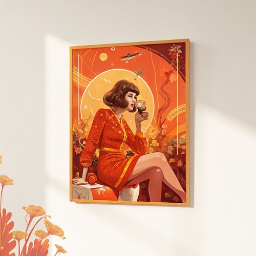 1970s style woman party - at, a