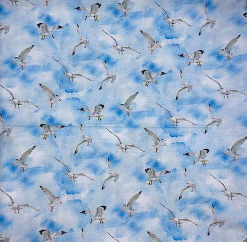 Gabbiani cielo tessuto cotone - cielo,