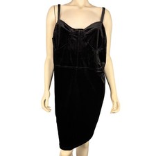 Haute Fox taglie forti 3X nero velluto bodycon abito midi bustier gotico glam strega