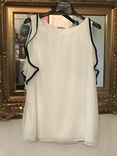 Maglia Blusa  INTIMISSIMI Tg M Bianca Con Inserti Neri E Rouches