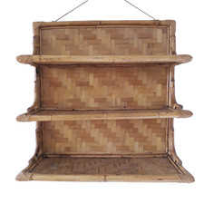 Rara mensola da parete in rattan bambù italiano anni 60 stile bonacina epoca