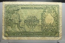 BANCONOTA REPUBBLICA ITALIANA 50 LIRE 31-12-1951 ITALIA ELMATA
