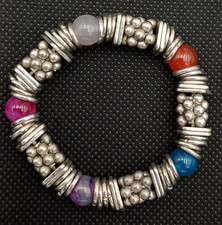 BRACCIALE IN STILE ETNICO ELASTICIZZATO CON METALLO E VETRO