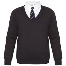 Ragazze Nero Scout Scuola Uniforme Confezione Singola Scollo V Maglione Felpa