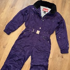 Marker tuta da sci pezzo unico tuta da neve bavaglino da neve viola snowboard vintage retrò donna 10