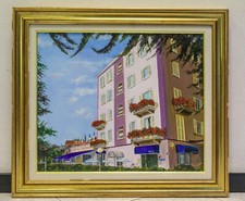 Dipinto su Tela Domodossola Hotel Eurossola Firmato Huuge Claude 1997 Autentico