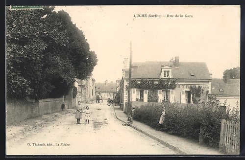 Cpa luché rue - luché,, gare