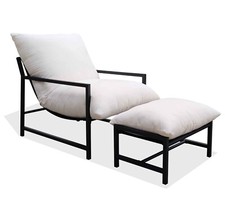 Poltrona relax da giardino CANTELLO con poggiapiedi e cuscini imbottiti