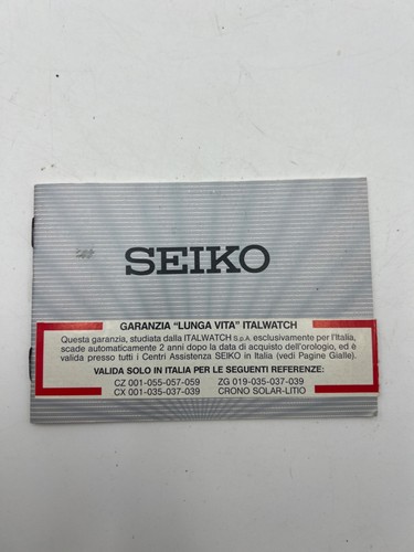 Certificato garanzia seiko - di,
