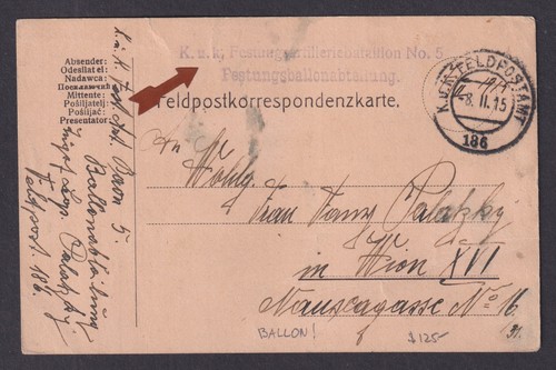 Austria 1915 feldpost card - 1915, kuk