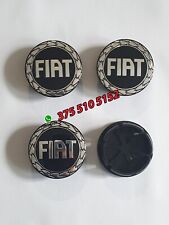 4 Tappi Coprimozzo con Logo FIAT Neri Cerchi in Lega 50mm Nero Panda Punto