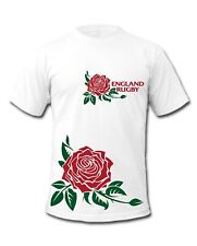 Maglietta Inghilterra Rugby Top Inglese Rose Rosse Emblema
