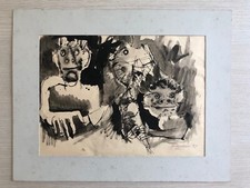 Giuseppe Banchieri - 1952 - Personaggi - 24x33 cm - Tecnica Mista su Carta