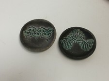 CIOTOLINE IN CERAMICA RAKU - SMALTO VERDE - FONDO NERO FUMO