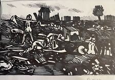 Rudi Gorog disegno a feltro, anni '70, firmato