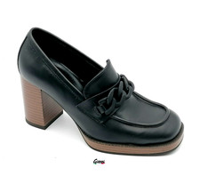 Scarpe donna tacco alto Nero Giardini I205060D mocassini casual pelle nero New
