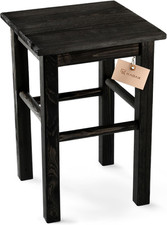 Sgabello Basso in Legno Di Pino Naturale Con Design Rustico E Seduta Quadrata, S