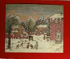 🟡 GRANDE QUADRO DIPINTO SU TAVOLA EPOCA 1950 -A 598-