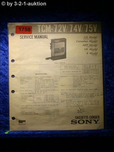 Manuale servizio sony tcm - manuale,