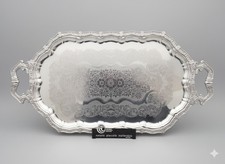 Vassoio portata MAM Placcato Argento 1000 Vintage 50x30 cm Manici Decorati nuovo