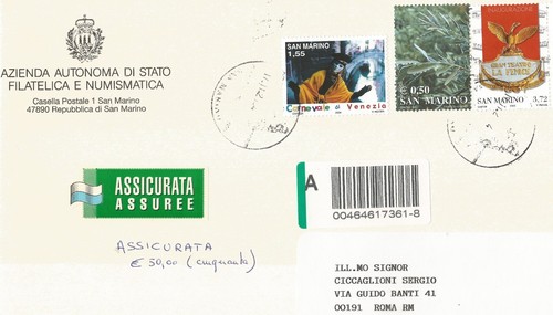 San marino busta - busta, viaggiata