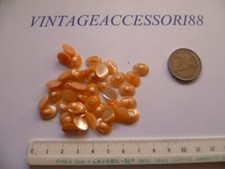 LOTTO 40 BOTTONI OVALE VERA MADREPERLA ARANCIO ARANCIONE 9  MM LINEATO 16