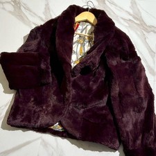 Giacca Ritagliata Pelliccia Coniglio Collare Bordeaux Vino Rosso L Foderata Autore dal Giappone