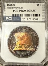 1987-S $1 Costituzione commemorativa argento un dollaro PR70 DCAM!!TONICO!!