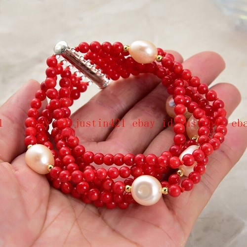 Bracciale file mm corallo - bracciale,