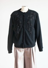Vintage AMANTA Lambswool Cardigan Ricamo Knit Jacket Embroidered  Size 50Eu 54It