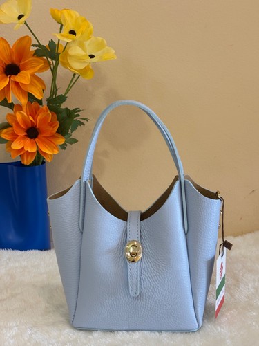 Borsa donna vera pelle - , azzurro