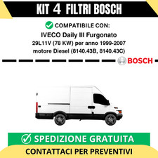 KIT BOSCH 4 Filtri tagliando per IVECO Daily III Furgonato 29L11V 78 kw Diese...
