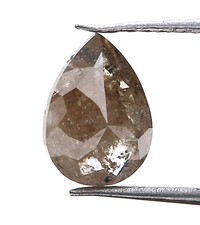 Diamante Naturale 0.58ct 6.5 MM Pera Portamonete Marrone Grigio Colore -hd Video