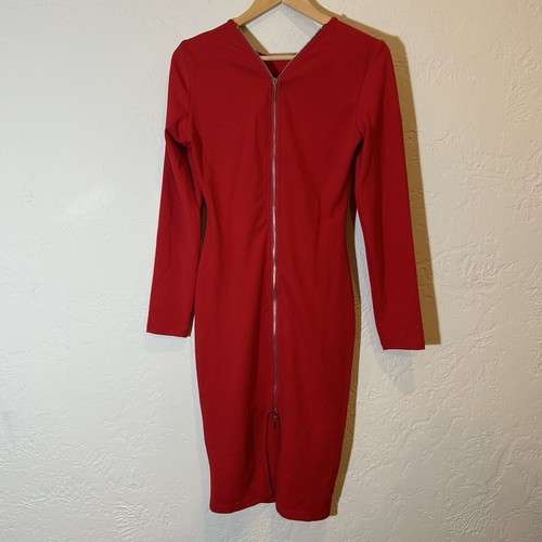 Abito midi shein rosso zip - abito,