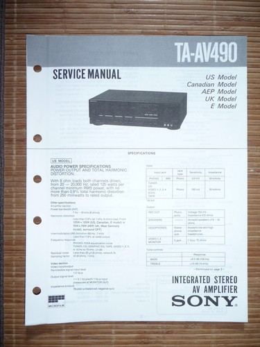 Service manual sony av490 - manual,