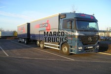 Truck photo Mercedes-Benz Actros 1844 Tarpaulin trailer Germany blue Beck #b2ay