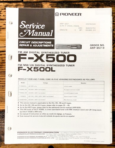 Pioneer x500 x500l - f-x500, f-x500l