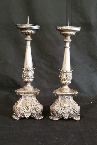 Coppia antichi candelieri - coppia,