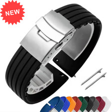 Cinturino orologio silicone sportivo 18mm 20mm 22 24mm nero blu rosso deployante