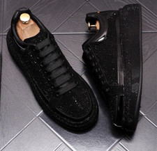Sneakers nere nuove uomo lusso diamanti strass fondo spesso moda